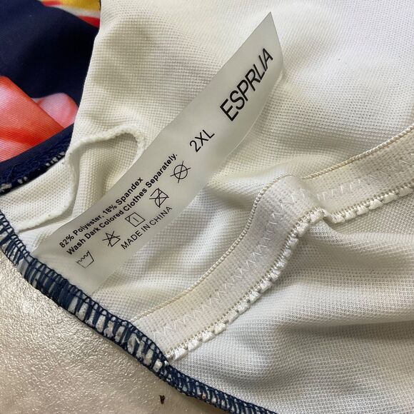 Esprlia Bathing Suit 1 Pc Plus Size 2XL Soft Cup Full Skirt Cut Out Floral Print - Picture 3 of 15